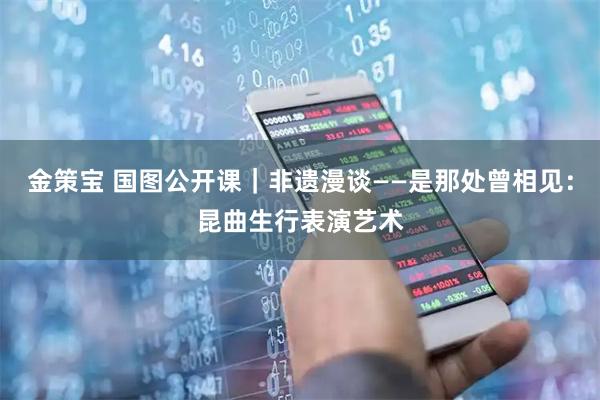 金策宝 国图公开课｜非遗漫谈——是那处曾相见：昆曲生行表演艺术