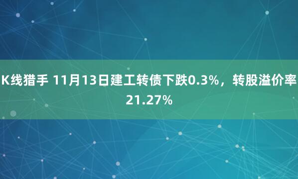 K线猎手 11月13日建工转债下跌0.3%，转股溢价率21.27%